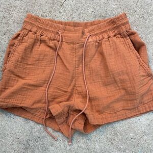 Women's Billabong Shorts Beige Peach Solid M Light Beach Surf High Waist Breath